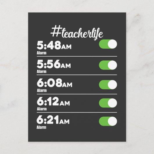 Leerleraar Leven Alarm Clock Early Bird Morning Sc Briefkaart (Voorkant)