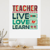 Leerleraar Live Love Poster (Keuken)