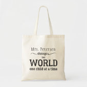 Leerleraar naam zwarte typografie, citaat tote bag (Voorkant)