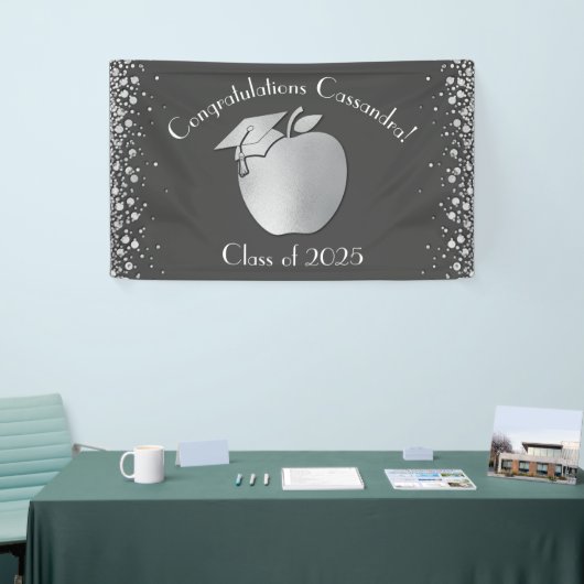 Leerleraar onderwijs Afstuderen Gray Silver Spandoek (Beurs)