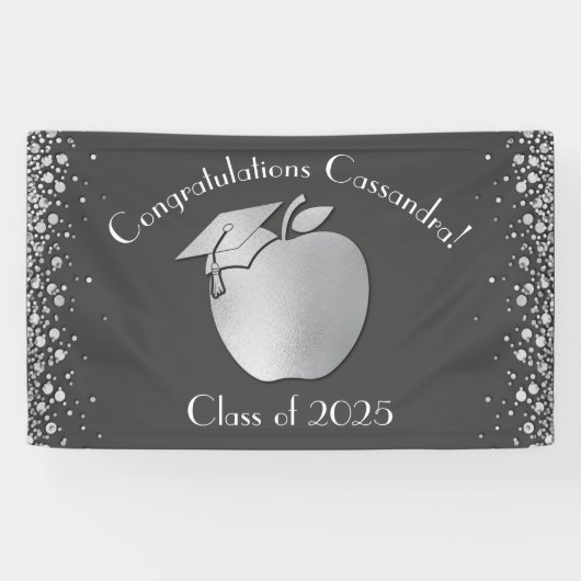 Leerleraar onderwijs Afstuderen Gray Silver Spandoek (Horizontaal)