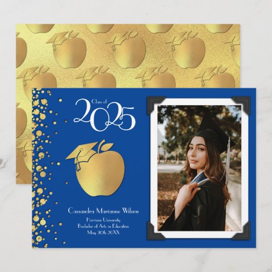 Leerleraar onderwijs Gold Afstuderen blauw Kaart (Voorkant / Achterkant)