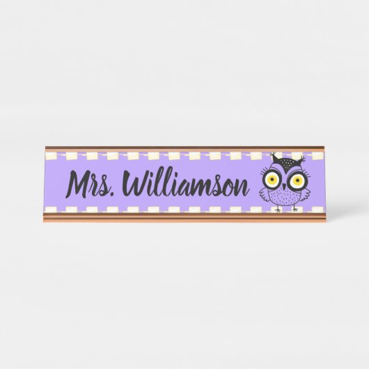 Leerleraar Onderwijs Librarian Professional Wise O Bureau Naambordje (Voorkant)