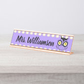 Leerleraar Onderwijs Librarian Professional Wise O Bureau Naambordje (Voorkant)