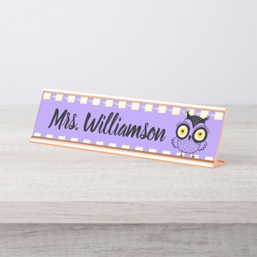 Leerleraar Onderwijs Librarian Professional Wise O Bureau Naambordje (Voorkant)