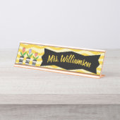 Leerleraar Onderwijs Professionele bloemen Bureau Naambordje (Voorkant)