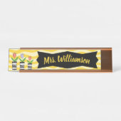 Leerleraar Onderwijs Professionele bloemen Bureau Naambordje (Voorkant)