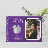 Leerleraar Onderwijs Zilver Afstuderen Paars Kaart (Staand voorkant)