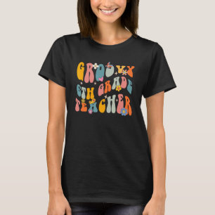 Leerleraar Retro Groovy Flower Teach Love I T-shirt