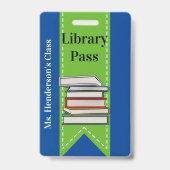 Leerleraar schoolbibliotheek Hall Pass Badge (Achterkant)