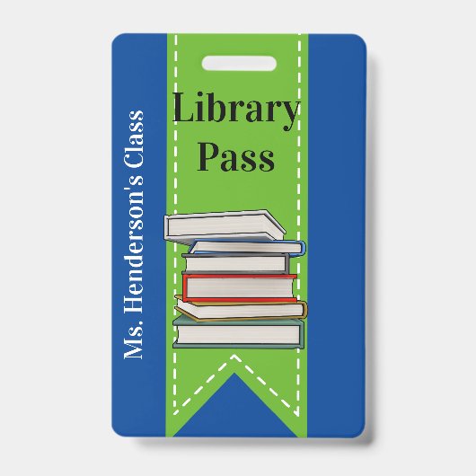 Leerleraar schoolbibliotheek Hall Pass Badge (Voorzijde)