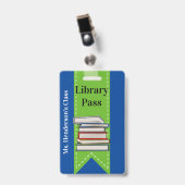 Leerleraar schoolbibliotheek Hall Pass Badge (Voorzijde met clip)