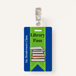 Leerleraar schoolbibliotheek Hall Pass Badge