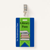 Leerleraar schoolbibliotheek Hall Pass Badge (Voorkant met clip)