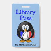 Leerleraar schoolbibliotheek Hall Pass Badge (Achterkant)