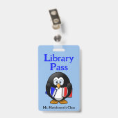 Leerleraar schoolbibliotheek Hall Pass Badge (Achterkant met clip)