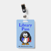 Leerleraar schoolbibliotheek Hall Pass Badge (Voorzijde met clip)