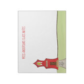 Leerleraar schoolklaslokaal onderwijs notitieblok (Linkerzijde)