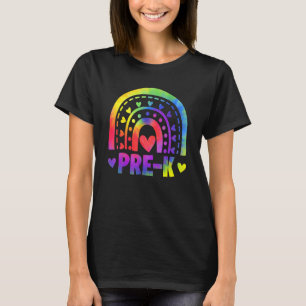 Leerleraar-student-pre-k laat de kleurstof-regenbo t-shirt