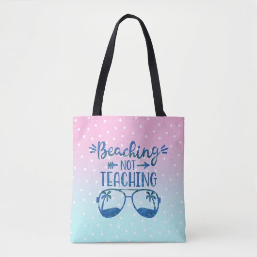 Leerleraar zomerpastel blauwe roze ombre tote bag (Voorkant)