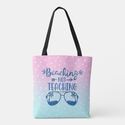 Leerleraar zomerpastel blauwe roze ombre tote bag (Achterkant)