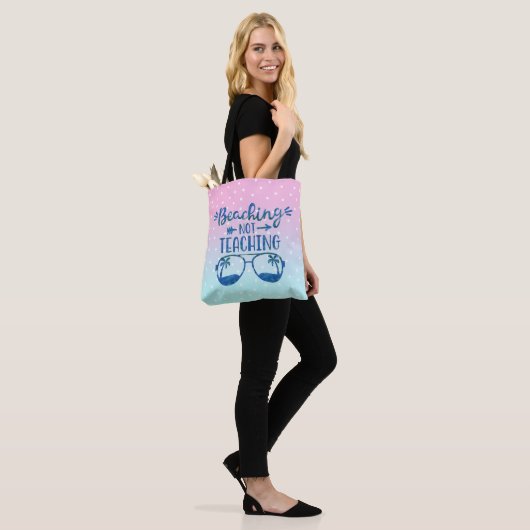 Leerleraar zomerpastel blauwe roze ombre tote bag (Op model)