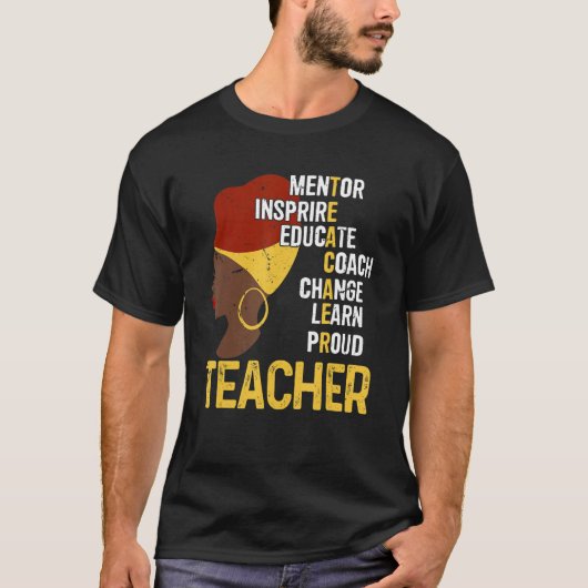 Leerleraar Zwarte Mentor Instructor School T-shirt (Voorkant)
