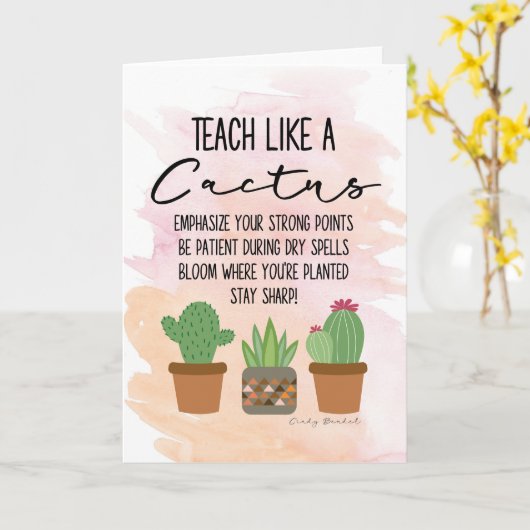 Leerlerarenopleiding als een cactus kaart (Gele Bloem)