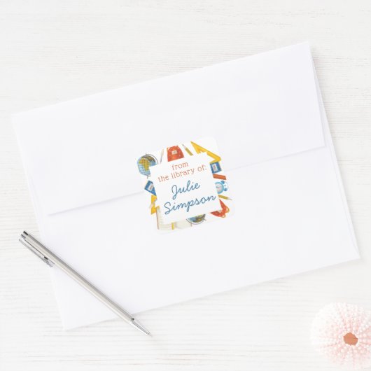 Leerleslokaal boekbord vierkante sticker (Envelop)