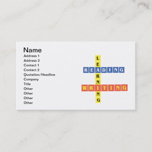 Leerlezen schrijven visitekaartje (Voorkant)