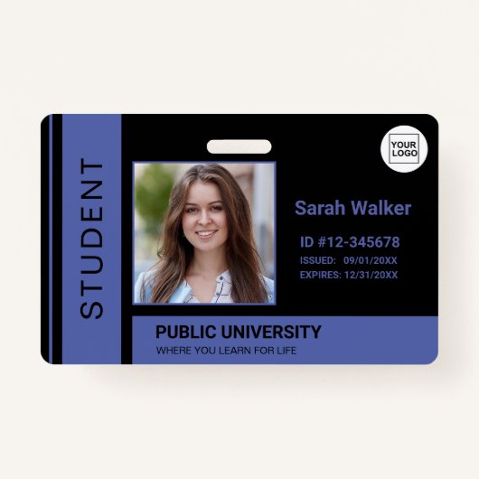 Leerling foto ID school universiteit blauw Badge (Voorkant)