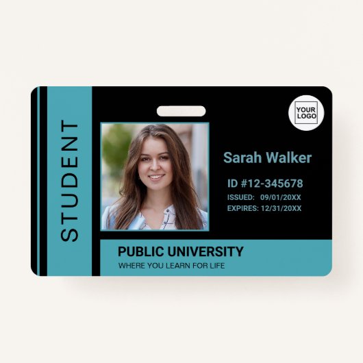 Leerling foto ID school universiteit blauw Badge (Voorkant)