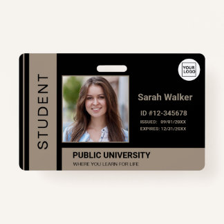 Leerling foto ID school universiteit donker beige Badge