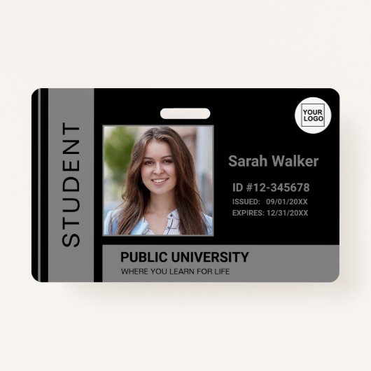 Leerling foto ID school universiteit grijs Badge (Voorkant)