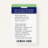 Leerling Foto School ID Identificatie Kaarten Badg Badge (Achterkant)