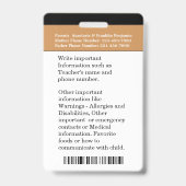 Leerling Foto School ID Identificatie Kaarten Badge (Achterkant)