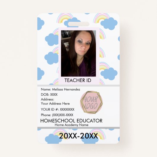 Leerling Homeschoting School Mam ID Rainbow  Badge (Voorkant)