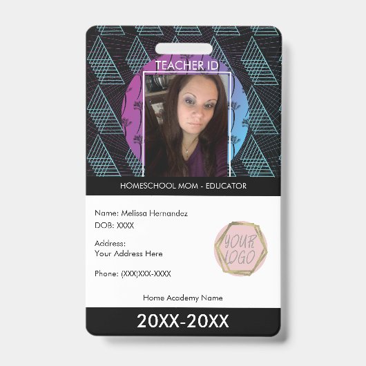 Leerling Homeschoting School Mam ID Tropische Vorm Badge (Voorzijde)