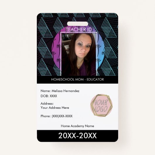 Leerling Homeschoting School Mam ID Tropische Vorm Badge (Voorkant)