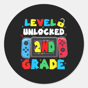 Leerling op 2e leerjaar niveau ontgrendeld videosp ronde sticker