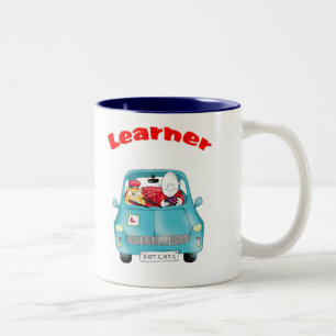leerling, rijtest tweekleurige koffiemok