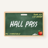 Leerling Student Bathroom Hall Pass Chalkboard Badge (Voorkant)