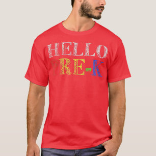 Leerling voor het KWK geeft de eerste dag van scho T-shirt