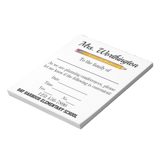 Leerlingconferentie Schoolnotitie Pad Klein Notitieblok (Linkerzijde)