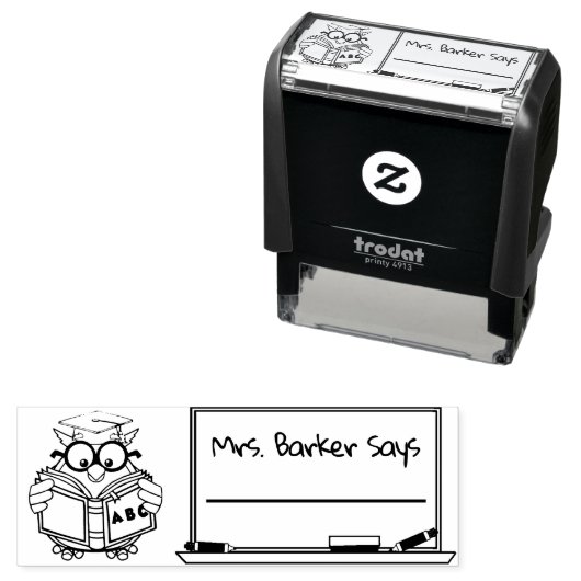 Leerlinge leraar zegt aangepaste rubberen stempel (In situ)