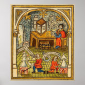 leerlingen in een middeleeuws laboratorium poster (Voorkant)