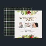 Leerlingen van zijn liefde 3 foto's met gouden bla feestdagenkaart<br><div class="desc">Wonders van zijn liefde,  religieus 3 fototoestel,  gouden scripttekst en waterverf foliage-feestkaart. Verander de achtergrondkleur om de kaart aan te passen.</div>