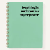 Leerlingenappreciatie Gift Retro Superpower Green Notitieboek (Voorkant)