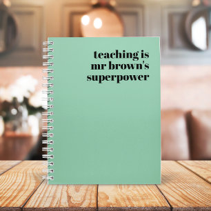 Leerlingenappreciatie Gift Retro Superpower Green Notitieboek