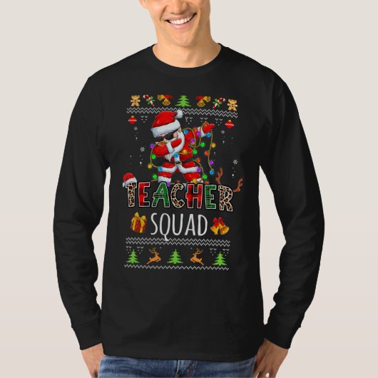 Leerlingenbad Dabbing Santa Ugly Sweater Leopard B T-shirt (Voorkant)
